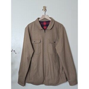 Banks Journal Lumber Field Jacket Mens L Reversible Wool Plaid Flannel Brown